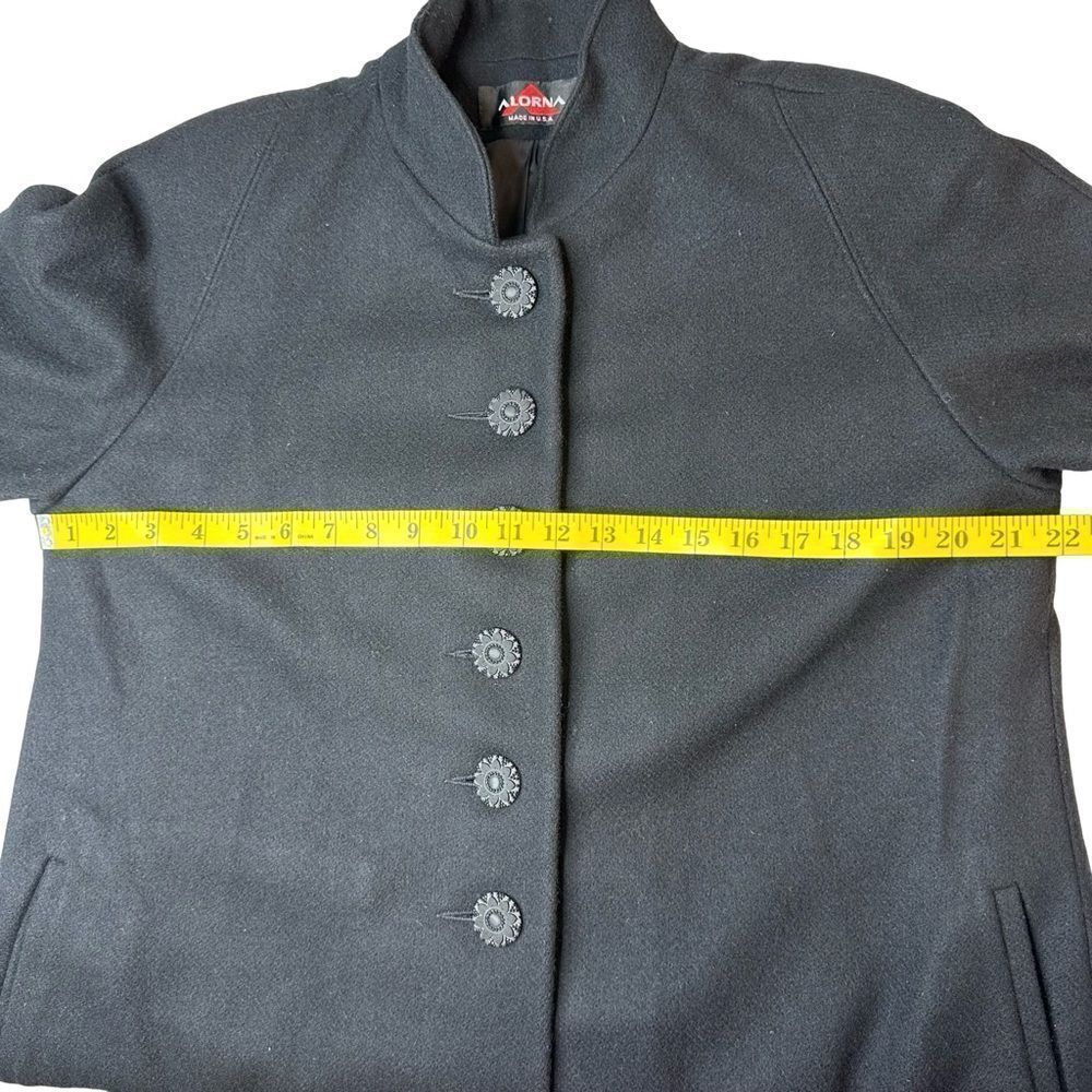 ALORNA Vintage Black Wool Blend Hip Length Coat Size L XL - Picture 6 of 16